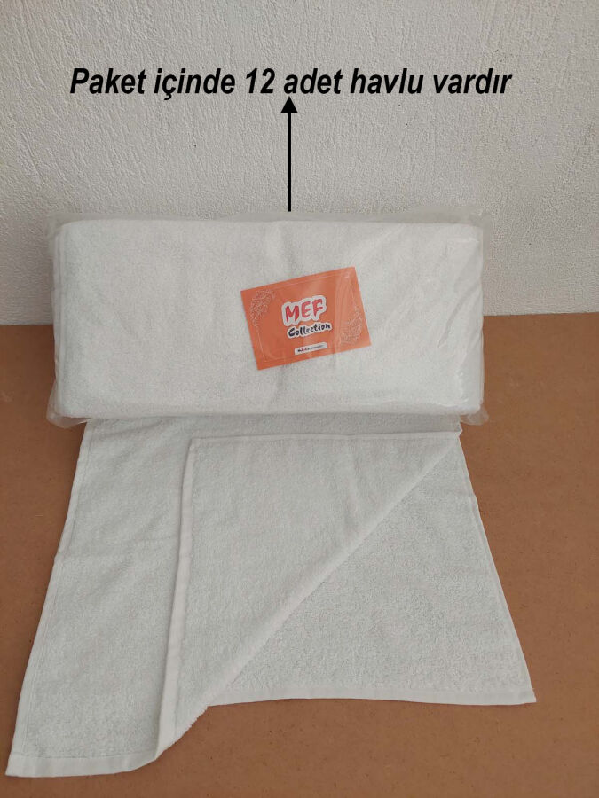 12'li Beyaz Kuaför Berber Havlusu 50x90 | Profesyonel Saç Havlusu Hijyenik Ekonomik Set - 5