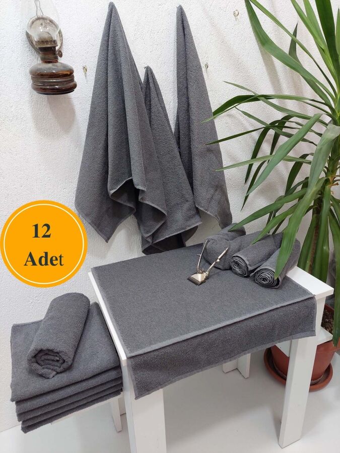 12'li Gri Kuaför Berber Havlusu 50x90 | Profesyonel Saç Kurutma Havlusu Ekonomik Set - Kopya - 1