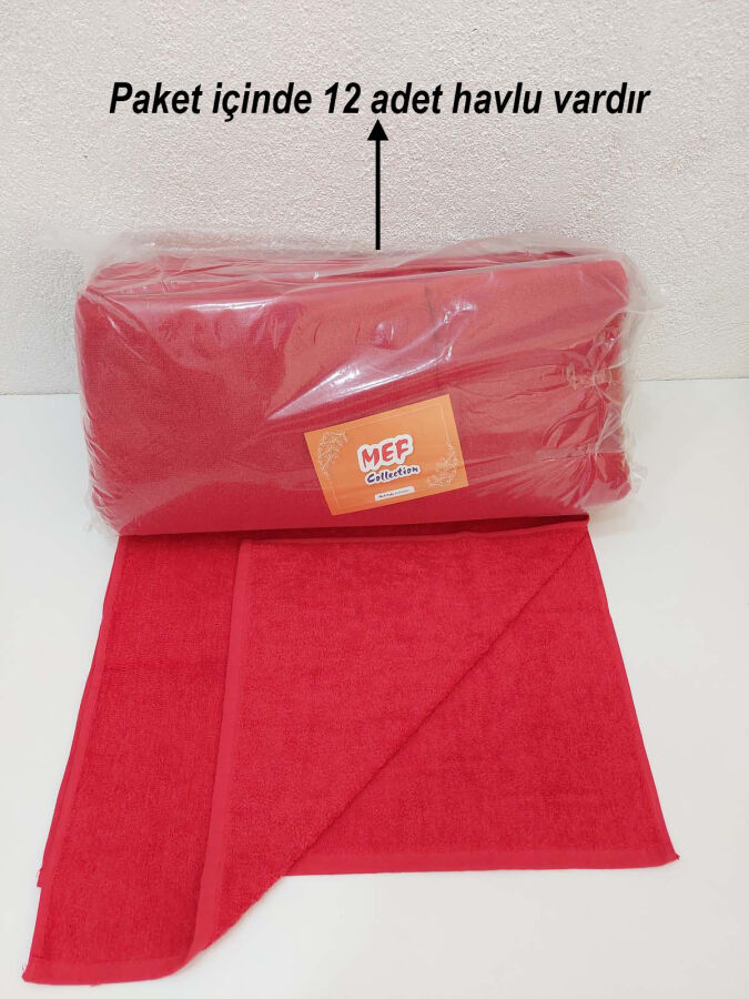 12'li Kırmızı Kuaför Berber Havlusu 50x90 | Profesyonel Saç Havlusu Ekonomik Set - 5