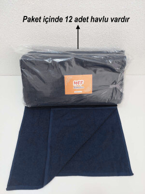 12'li Lacivert Kuaför Berber Havlusu 50x90 cm | Profesyonel Saç Kurutma Havlusu Ekonomik Set - 5