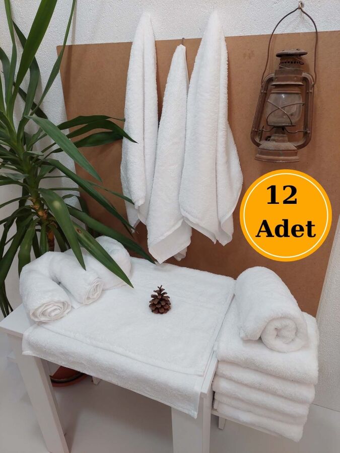 12'li Mikrofiber Kuaför Havlusu Beyaz 50x90 cm | Boya Tutmayan Hijyenik Profesyonel Havlu Seti - 1