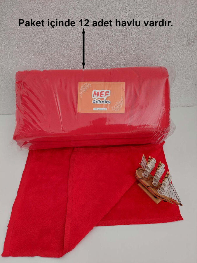 12'li Mikrofiber Kuaför Havlusu Kırmızı 50x90 | Boya Tutmayan Profesyonel Havlu Seti - 5