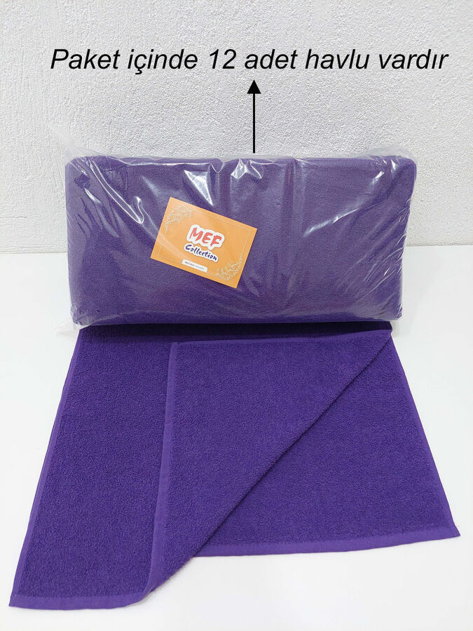 12'li Mor Kuaför Berber Havlusu 50x90 | Profesyonel Saç Havlusu Ekonomik Set - 5