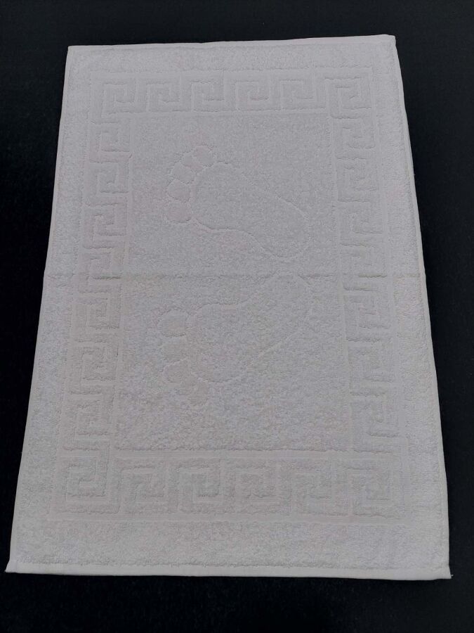 12'li Otel Banyo Paspası Beyaz 50x70 cm | Ayak İzli %100 Pamuklu Bukle Ayak Havlusu - 2