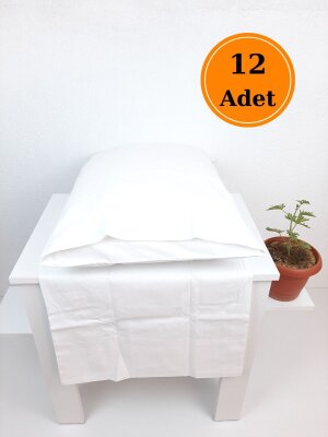 12'li Otel Yastık Kılıfı Beyaz 50x70 cm | Ekonomik Kapaklı Pamuklu Dayanıklı Yastık Kılıfı Seti
