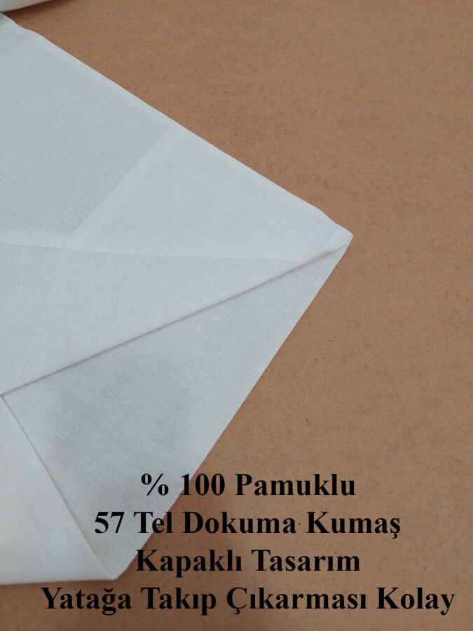 12'li Otel Yastık Kılıfı Beyaz 50x70 cm | Ekonomik Kapaklı Pamuklu Dayanıklı Yastık Kılıfı Seti - 2