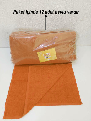 12'li Turuncu Berber Havlusu Kuaför Havlusu 50x90 | Profesyonel Saç Havlusu Ekonomik Set  - 5
