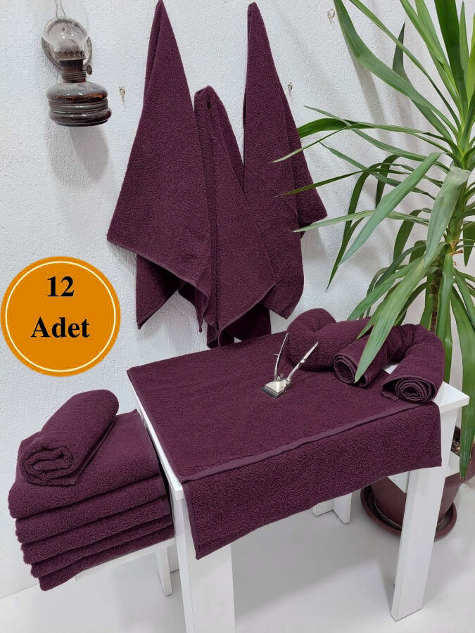 12'li Vişne Berber Havlusu Kuaför Havlusu 50x90 | Profesyonel Saç Kurutma Havlusu Ekonomik Set - 1