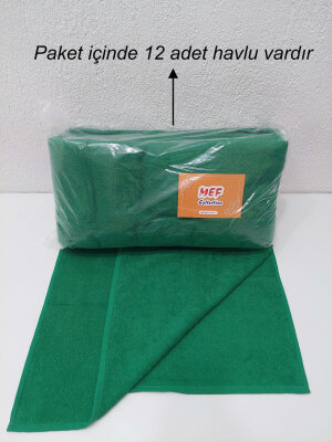 12'li Yeşil Kuaför Berber Havlusu 50x90 | Profesyonel Saç Havlusu Ekonomik Set - 5