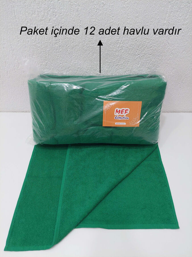12'li Yeşil Kuaför Berber Havlusu 50x90 | Profesyonel Saç Havlusu Ekonomik Set - 5