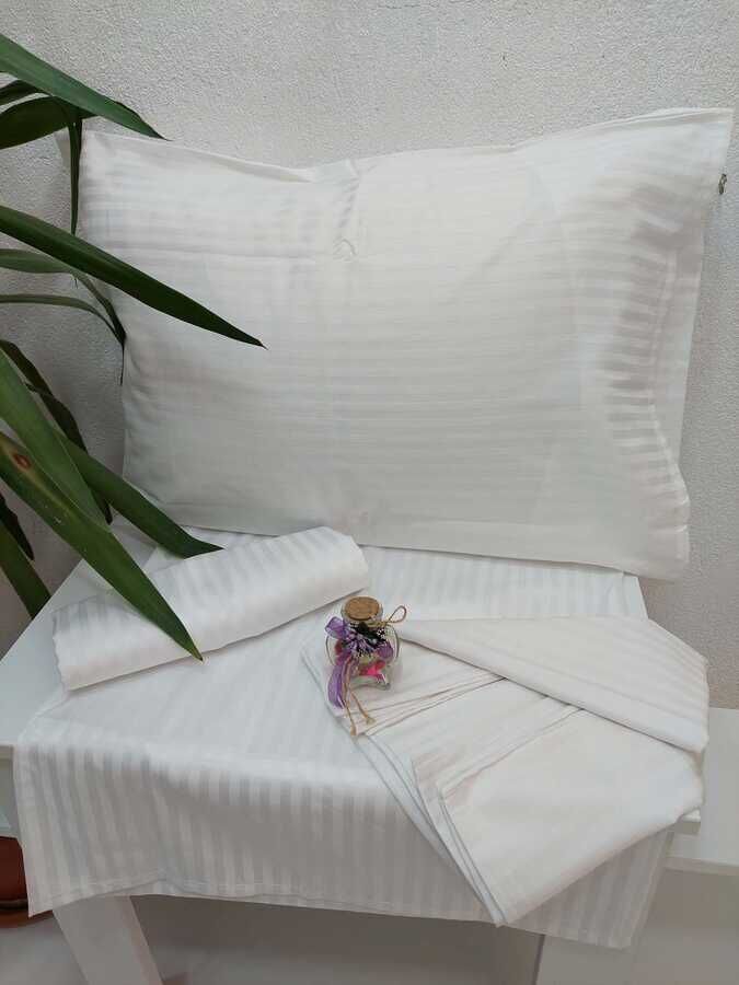 6'lı Otel Yastık Kılıfı Beyaz 50x70 cm | Yollu Pamuk Saten Kapaklı Otel Tekstili - 1