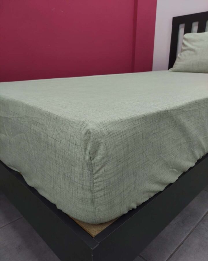 Açık Yeşil Lastikli Çarşaf Seti Tek Kişilik | Kaymaz, Solmaya Dayanıklı  - 3