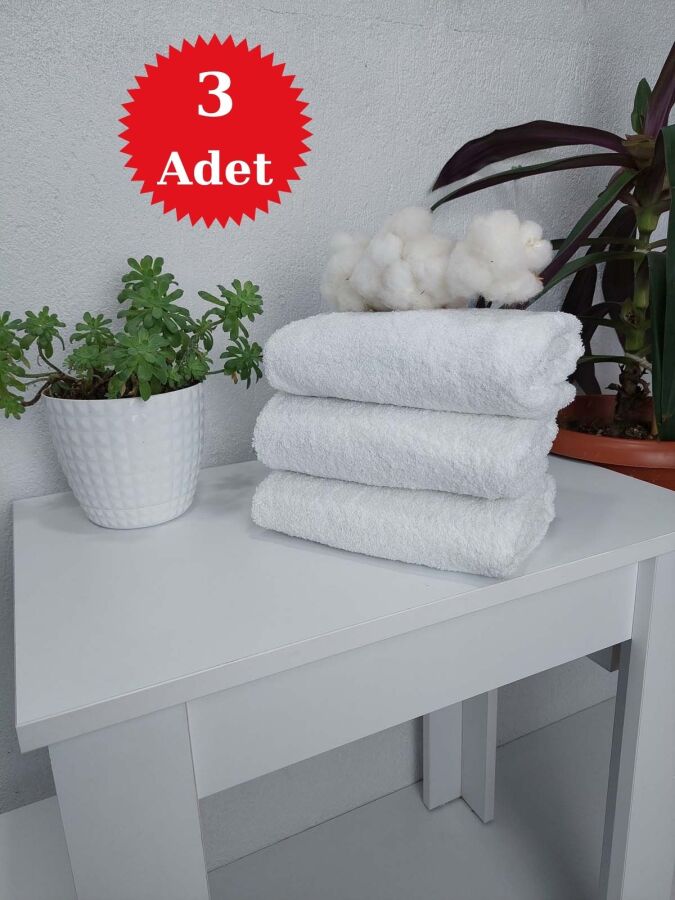 Beyaz Kuaför Havlusu 3'lü Set 50x90 | Berber ve Sporcu Baş Havlusu | Hızlı Kurur - 1
