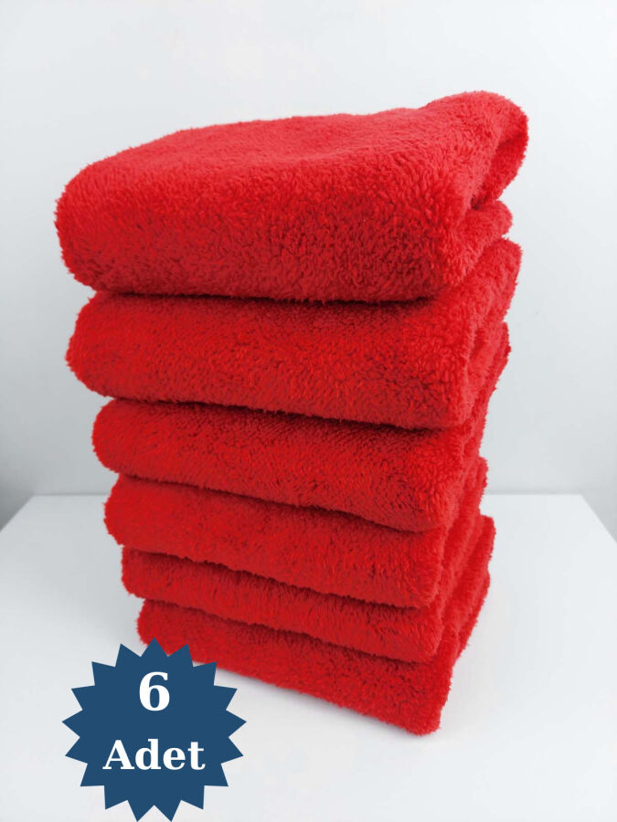 Boya Tutmaz Mikrofiber Kuaför Havlusu 6'lı Kırmızı 50x90 cm | Saç Açıcıya Dayanıklı - 1