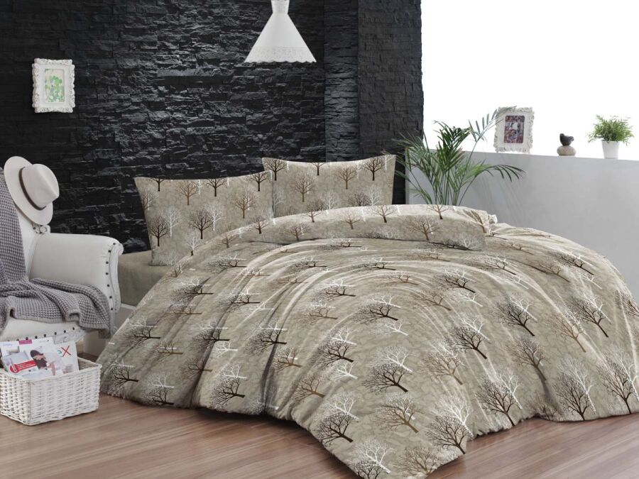 Çift Kişilik Nevresim Takımı 4510 Kahverengi 200x220 | Kutulu Basic Pamuklu Uyku Seti - 1