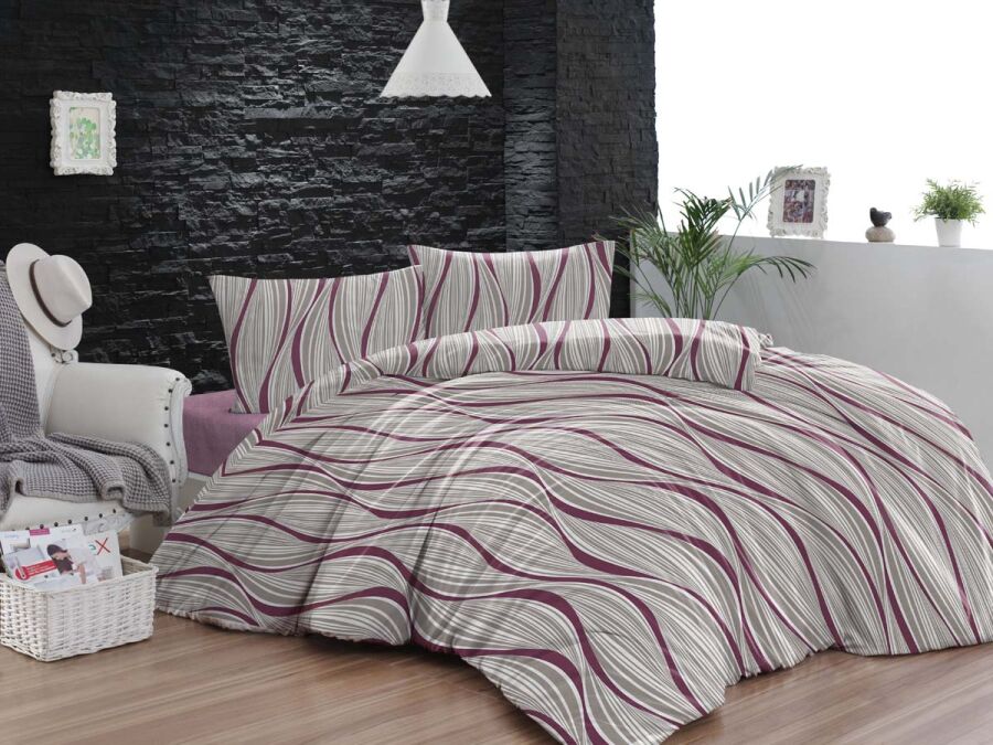 Çift Kişilik Nevresim Takımı 5247 Mürdüm 200x220 | Pamuklu Basic Yatak Seti - 1