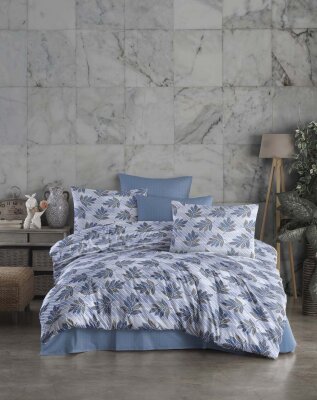 Çift Kişilik Nevresim Takımı 5649 İndigo Mavi 200x220 | Kutulu Basic Pamuklu Uyku Seti 