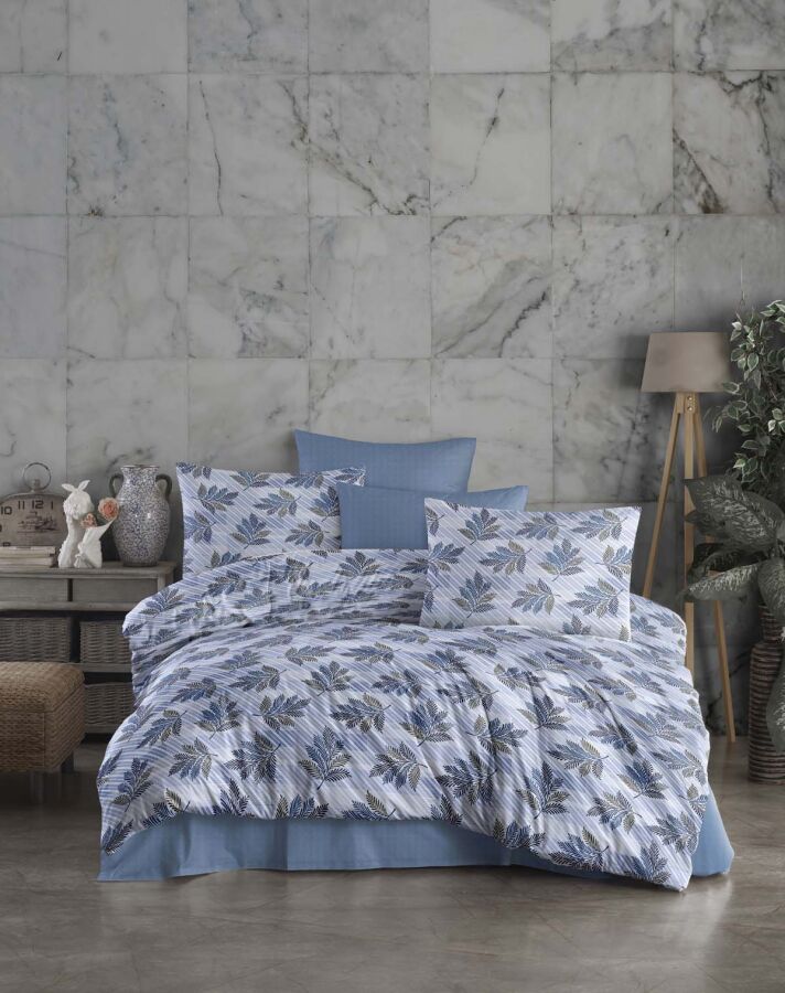 Çift Kişilik Nevresim Takımı 5649 İndigo Mavi 200x220 | Kutulu Basic Pamuklu Uyku Seti - 1