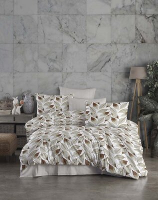 Çift Kişilik Nevresim Takımı 67666 Kahverengi 200x220 | Kutulu Basic Pamuklu Uyku Seti 