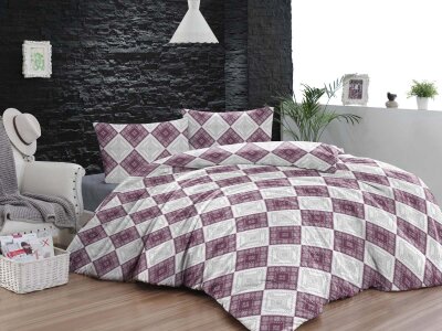 Çift Kişilik Nevresim Takımı 77789 Mürdüm 200x220 | Kutulu Pamuklu Basic Yumuşak Koyu Renk Seti 