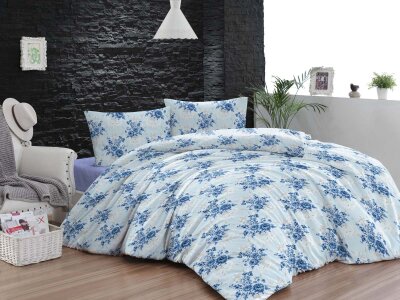 Çocuk Nevresim Takımı 8868 Mavi Tek Kişilik 160x220 | Pamuklu Basic Genç Odası Seti 