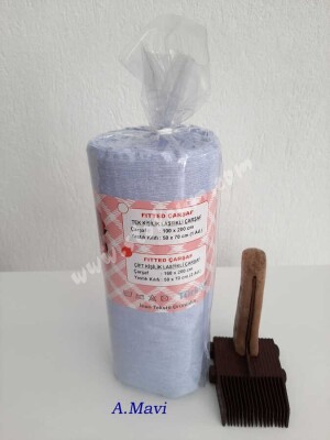 Dokuma Lastikli Çarşaf Seti Çift Kişilik Fırça Desen