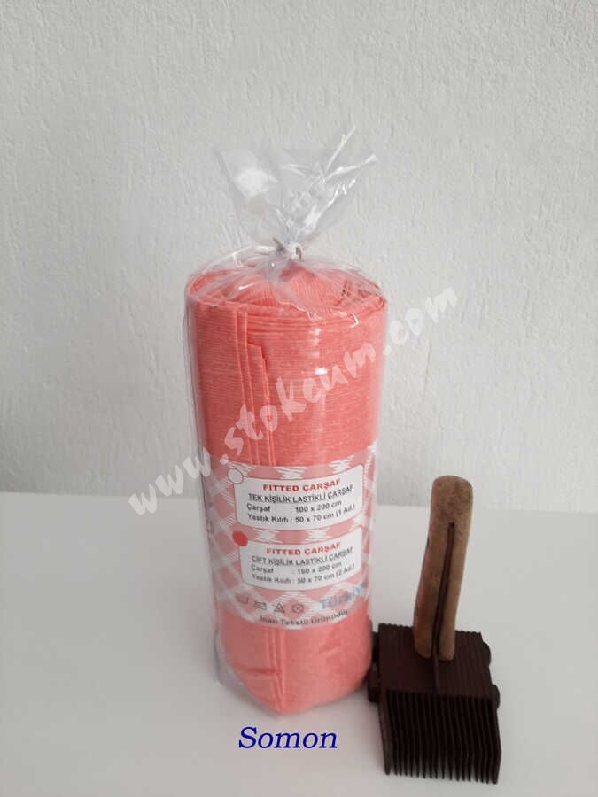 Dokuma Lastikli Çarşaf Seti Çift Kişilik Fırça Desen - 4