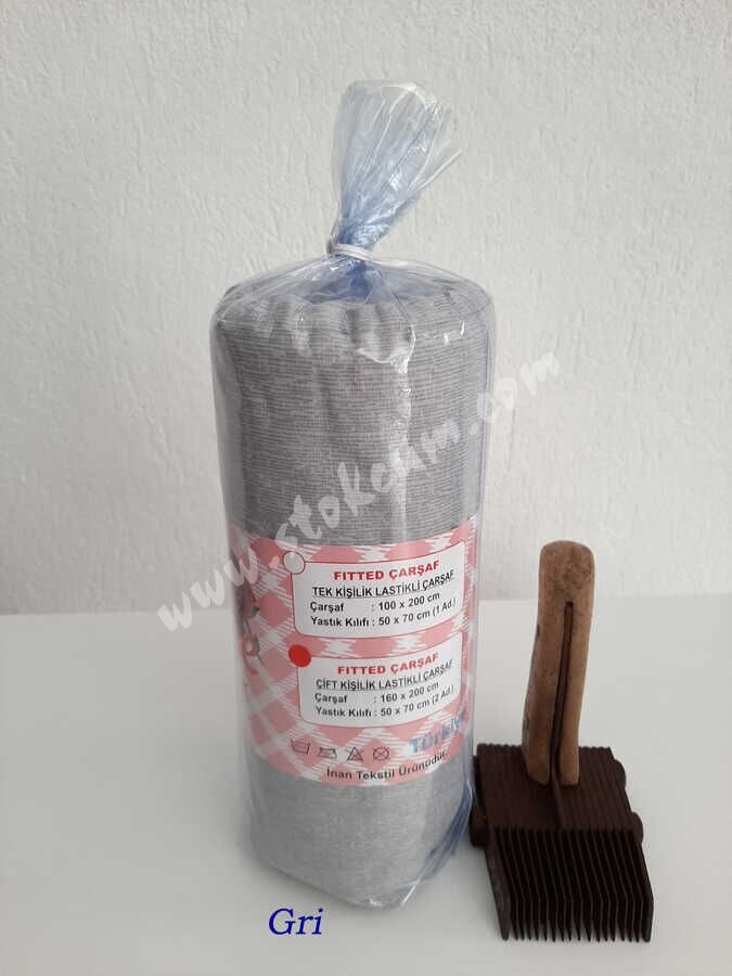 Dokuma Lastikli Çarşaf Seti Çift Kişilik Fırça Desen - 6