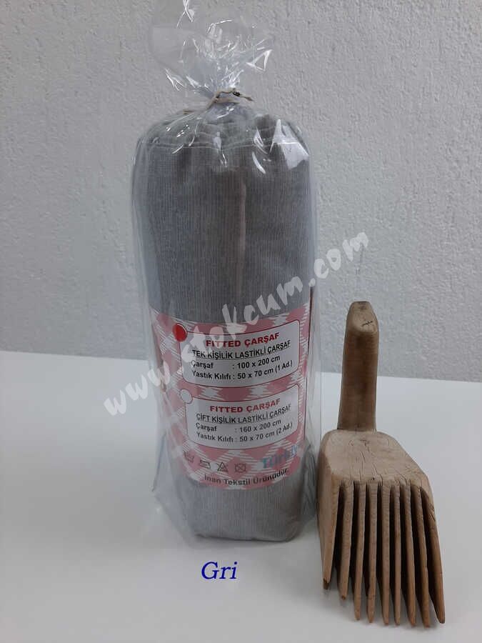 Dokuma Lastikli Çarşaf Seti Tek Kişilik Fırça Desen - 2