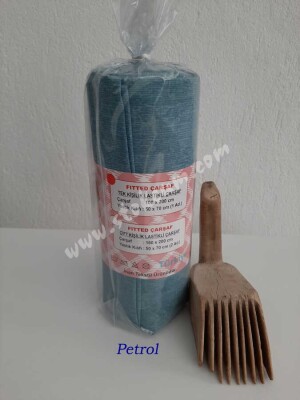 Dokuma Lastikli Çarşaf Seti Tek Kişilik Fırça Desen Petrol