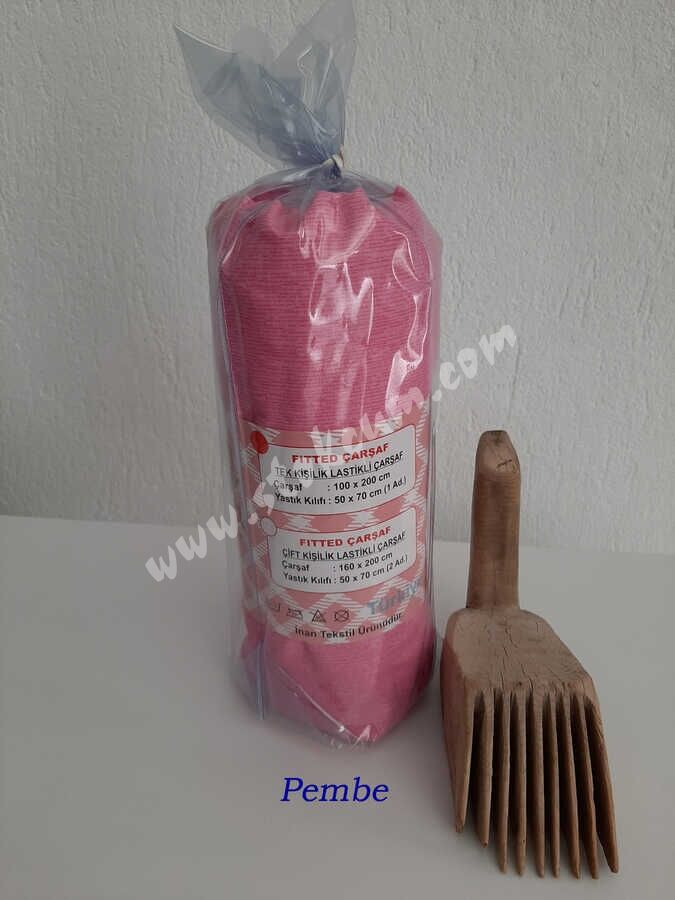 Dokuma Lastikli Çarşaf Seti Tek Kişilik Fırça Desen - 1