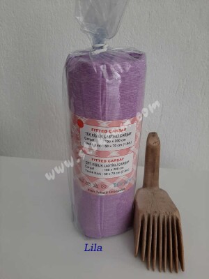 Dokuma Lastikli Çarşaf Seti Tek Kişilik Fırça Desen Lila