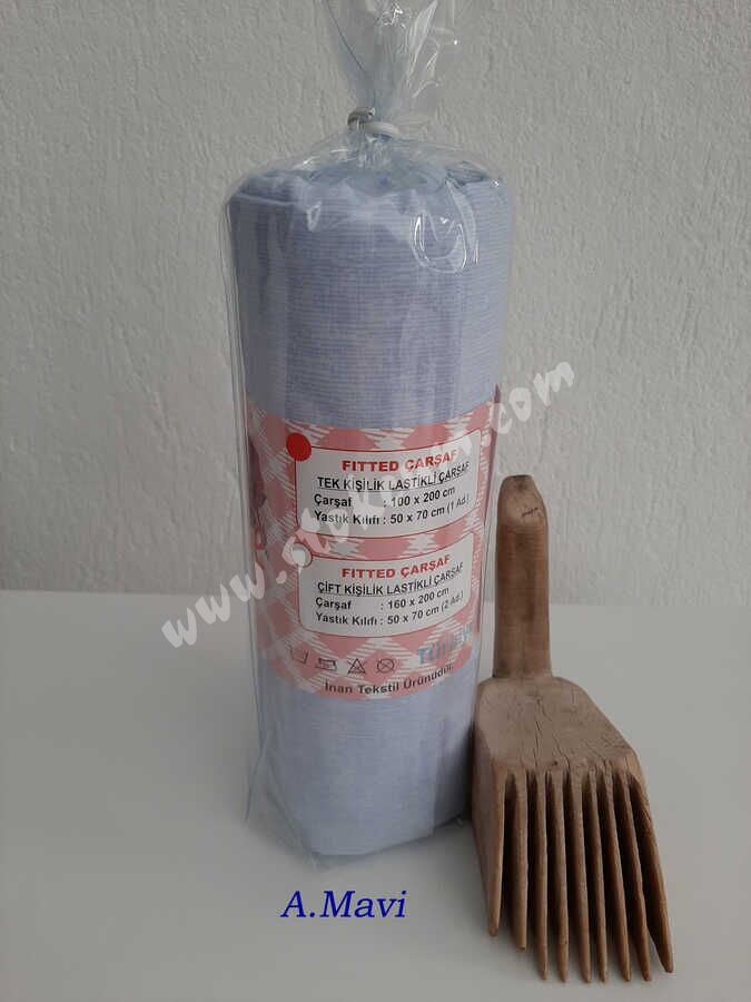 Dokuma Lastikli Çarşaf Seti Tek Kişilik Fırça Desen - 5