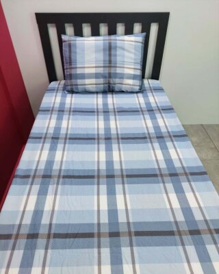 Ekose Mavi Lastikli Çarşaf Seti Tek Kişilik | Kaymaz, Solmaya Dayanıklı  - 5