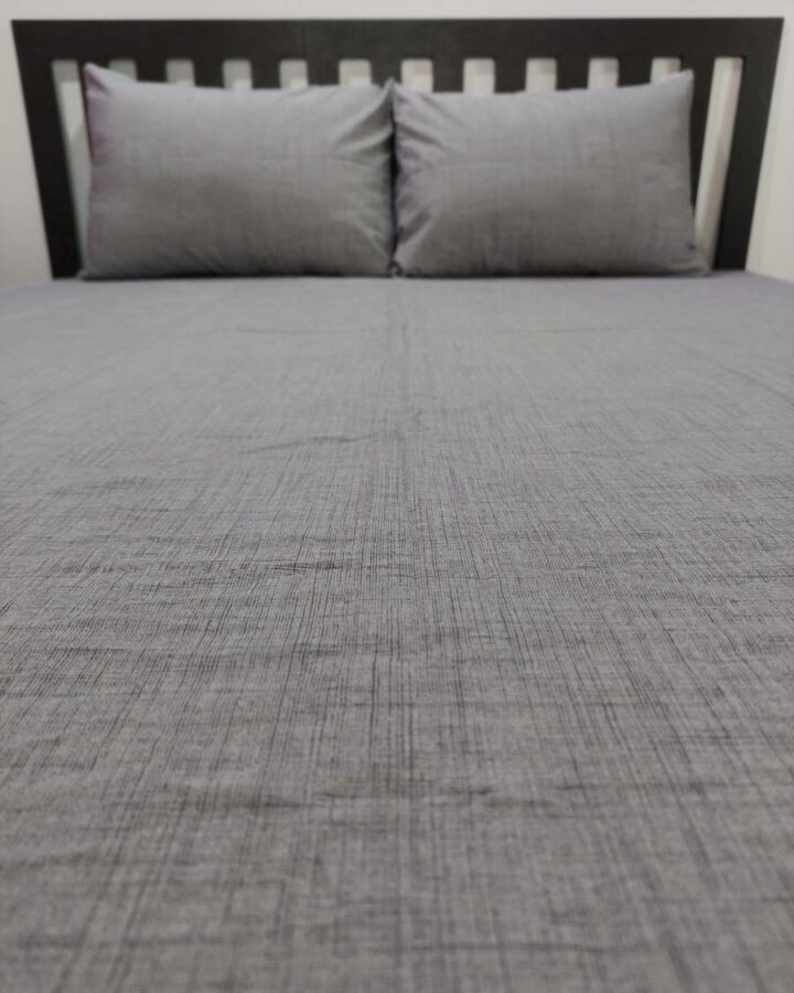 Gri Dokuma Lastikli Çarşaf Seti | 160x200+28 / 180x200+28 cm |  Ütü Gerektirmez, Kaymaz - 2