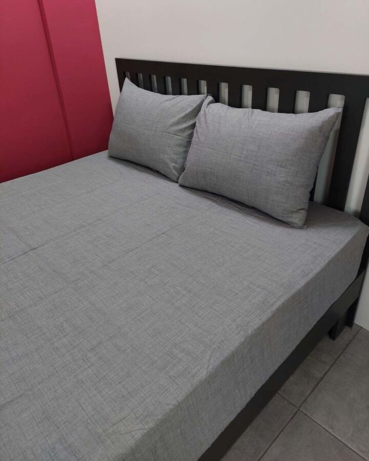 Gri Dokuma Lastikli Çarşaf Seti | 160x200+28 / 180x200+28 cm |  Ütü Gerektirmez, Kaymaz - 4