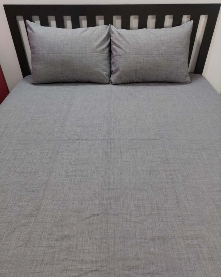 Gri Dokuma Lastikli Çarşaf Seti | 160x200+28 / 180x200+28 cm |  Ütü Gerektirmez, Kaymaz - 5