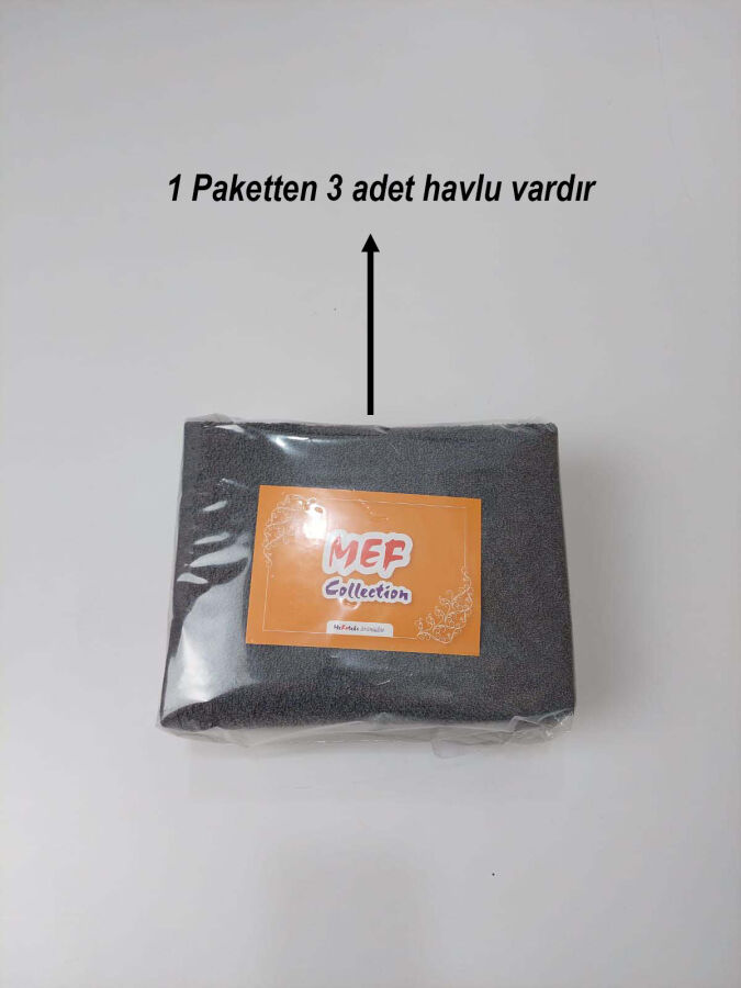 Gri Kuaför Havlusu 3'lü Set 50x90 | Berber ve Sporcu Baş Havlusu | Hızlı Kurur - 5