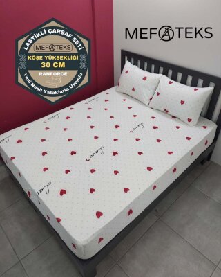 Kalpli Kırmızı Lastikli Çarşaf Seti Çift Kişilik | Komple Lastikli Solmaya Dayanıklı Yüksek Derinlik