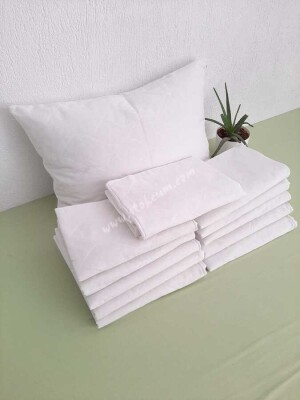 12'li Otel Yastık Koruyucu Alez Beyaz 50x70 cm | Kapitoneli Fermuarlı Hijyenik Kılıf