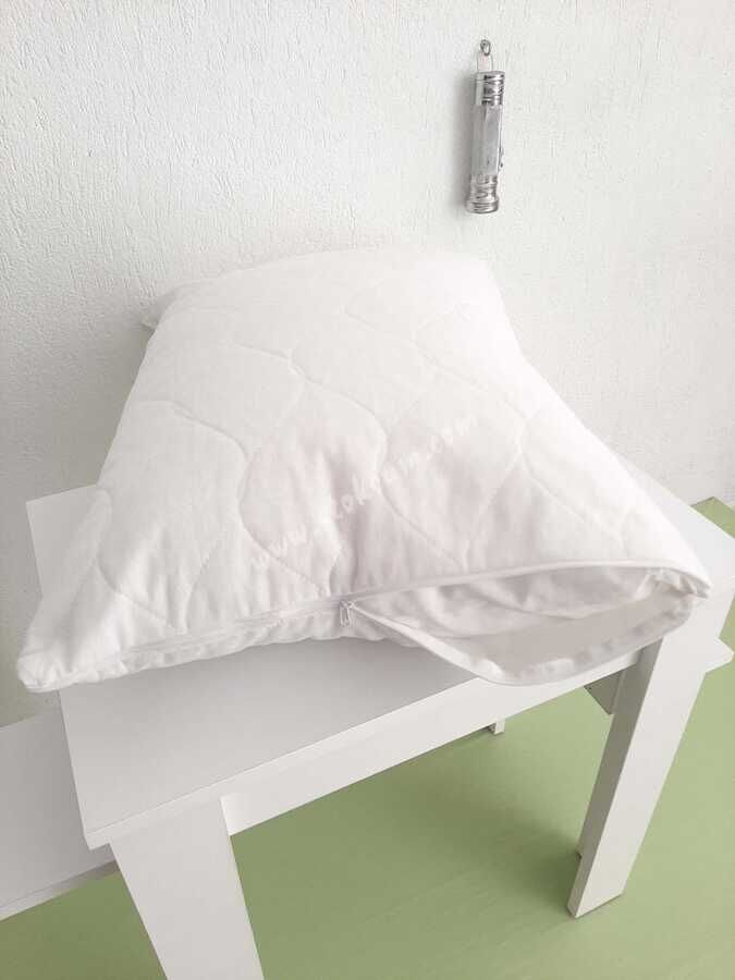 12'li Otel Yastık Koruyucu Alez Beyaz 50x70 cm | Kapitoneli Fermuarlı Hijyenik Kılıf - 2