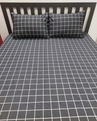 Kareli Siyah Lastikli Çarşaf Seti Çift Kişilik | Komple Lastikli Solmaya Dayanıklı Yüksek Derinlik - 5