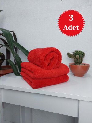 Kırmızı Kuaför Havlusu 3'lü Set 50x90 | Mikrofiber Boya Tutmaz Hijyenik Havlu 