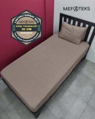 Koyu Kahve Fırça Lastikli Çarşaf Seti Tek Kişilik | Kaymaz Solmaya Dayanıklı 