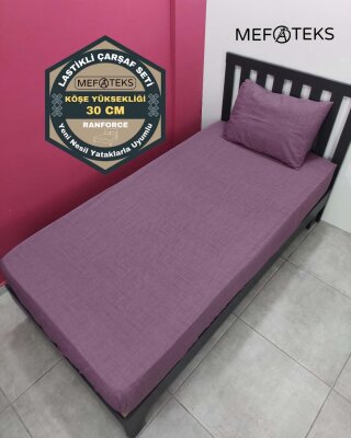 Koyu Mürdüm Fırça Lastikli Çarşaf Seti Tek Kişilik | Kaymaz Solmaya Dayanıklı 