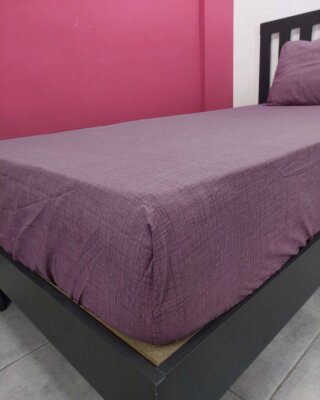 Koyu Mürdüm Fırça Lastikli Çarşaf Seti Tek Kişilik | Kaymaz Solmaya Dayanıklı - 3