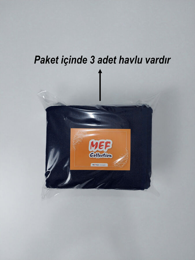 Lacivert Kuaför Havlusu 3'lü Set 50x90 cm | Berber ve Sporcu Baş Havlusu | Hızlı Kurur - 5