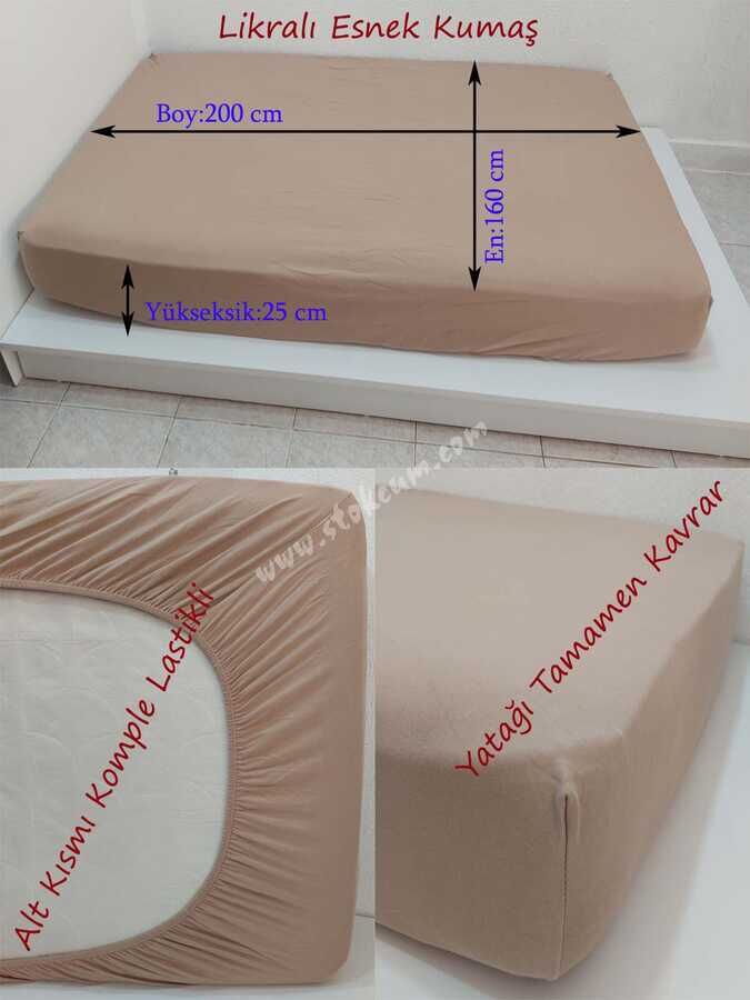 Likralı Lastikli Çarşaf Çift Kişilik - 1
