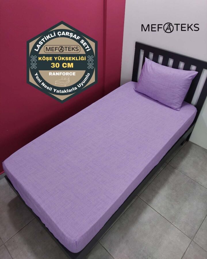 Lila Lastikli Çarşaf Seti Tek Kişilik | Kaymaz, Solmaya Dayanıklı - 1