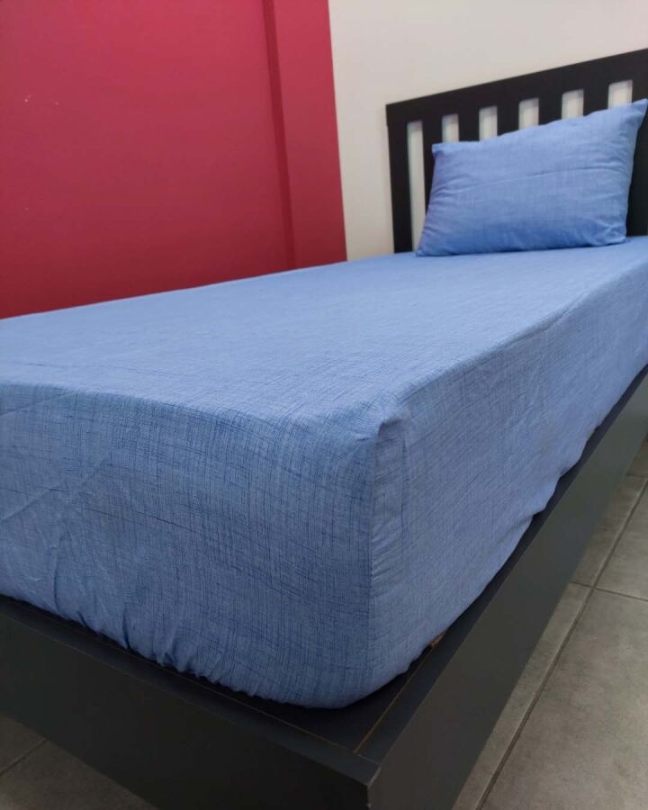 Mavi Fırça Lastikli Çarşaf Seti Tek Kişilik | Kaymaz Solmaya Dayanıklı - 3